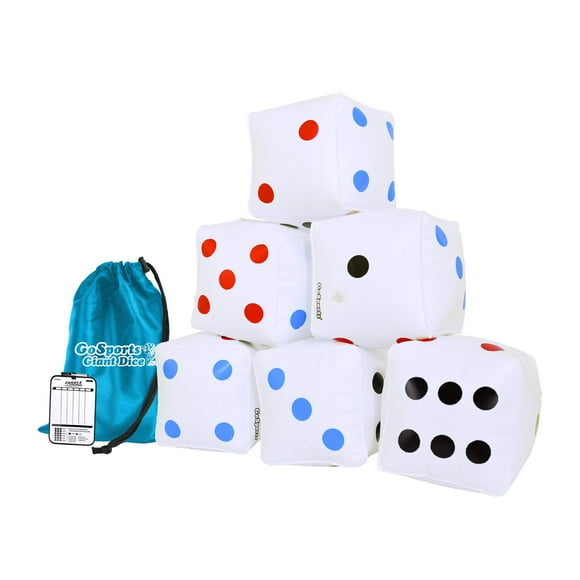GoSports Lot de 6 dés Géants Gonflables avec Sac de Transport - Taille 6 Pouces