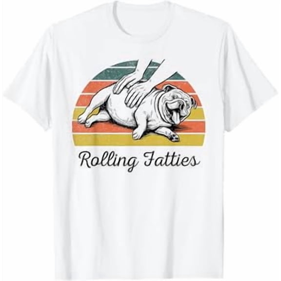 Chubby Bulldog Rolling Fatties Funny Vintage T-Shirt, Unisex Cotton T-Shirt, Sizes S-5XL