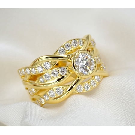 Maa Karni Vintage Moissanite Engagement Ring ,1.50 CT Brilliant Round Moissanite Halo Ring ,18K Gold Plated Ring for Women,Charistmis New Year Anniversary Gift Wedding Ring