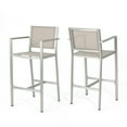 thumbnail image 3 of JERFIT 2-Pack 29.5 Inch Indoor Outdoor Bar Stools, Silver Aluminum Frame with Grey Mesh Seat, Rust-Proof Patio Counter Height Stools for Kitchen Island, BBQ, Bar & Bistro, 3 of 10