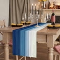 thumbnail image 2 of Navy Blue Ombre 72 Inch Table Runner, Modern Abstract Art Blue White Striped Farmhouse Dresser Scarf Cotton & Linen Tablerunner for Dining/Kitchen Island/Holiday Party Décor 13" x 72", 2 of 9