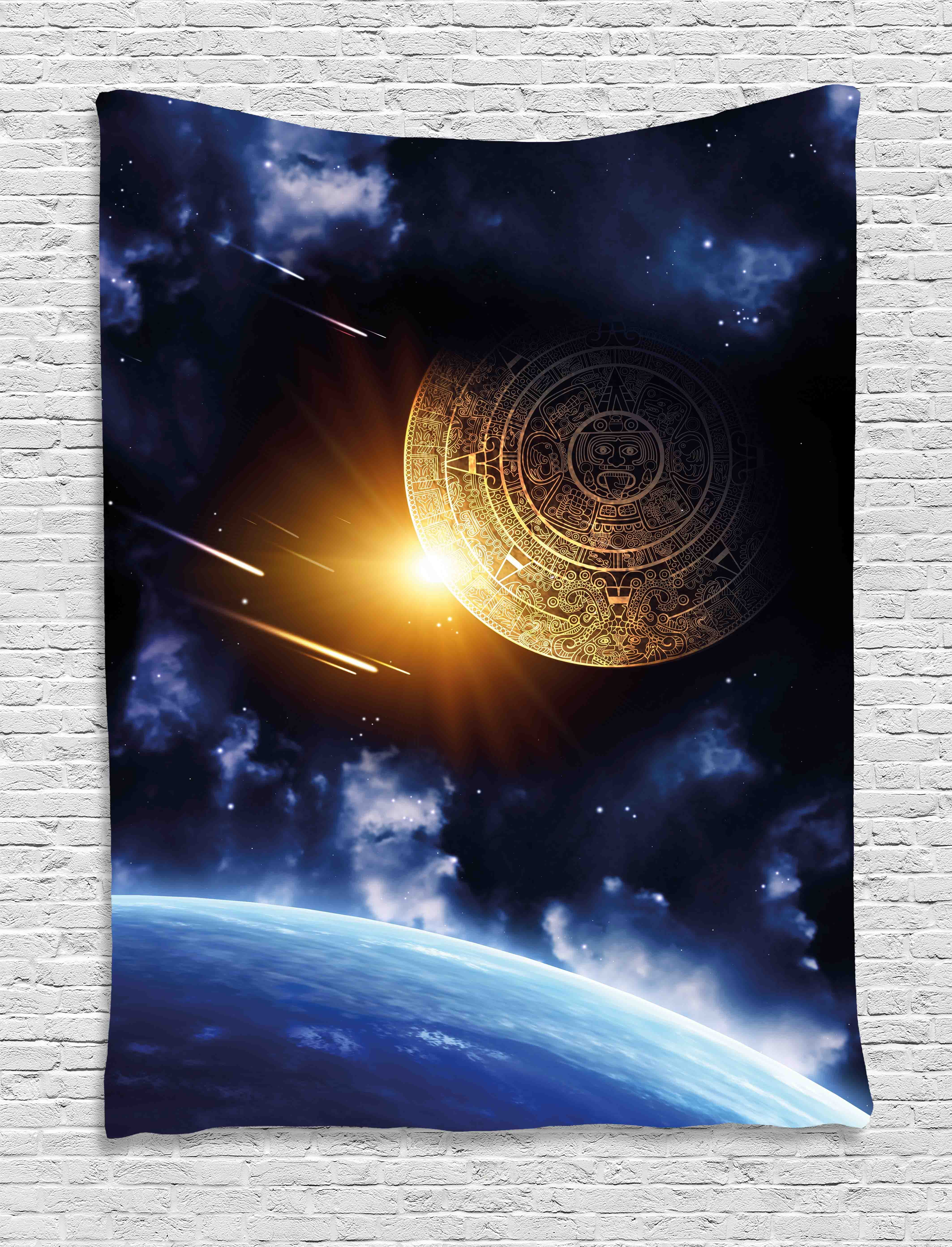 Galaxy Tapestry Maya Calendar With Outer Space Background Galaxy Tapestry Maya Calendar With Outer Space Background Earth Mystical Astral Meteor View Wall Hanging For Bedroom Living Room Dorm Decor