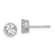 Primal Silver Sterling Silver Rhodium-plated 6mm Cubic Zirconia Post Earrings