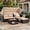 Khaki, variant on BUPPLEE 6‑Piece Outdoor Patio PE Wicker Daybed Set with Retractable Canopy