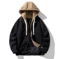 thumbnail image 2 of JIKNTTR Mens Jackets Zip Up Hooded Top Autumn Winter Fashion Casual Fales Two Piece Hooded Corduroy Work Long Sleeved Jacket Lightweight Shacket Jacket Stylish Top, 2 of 4