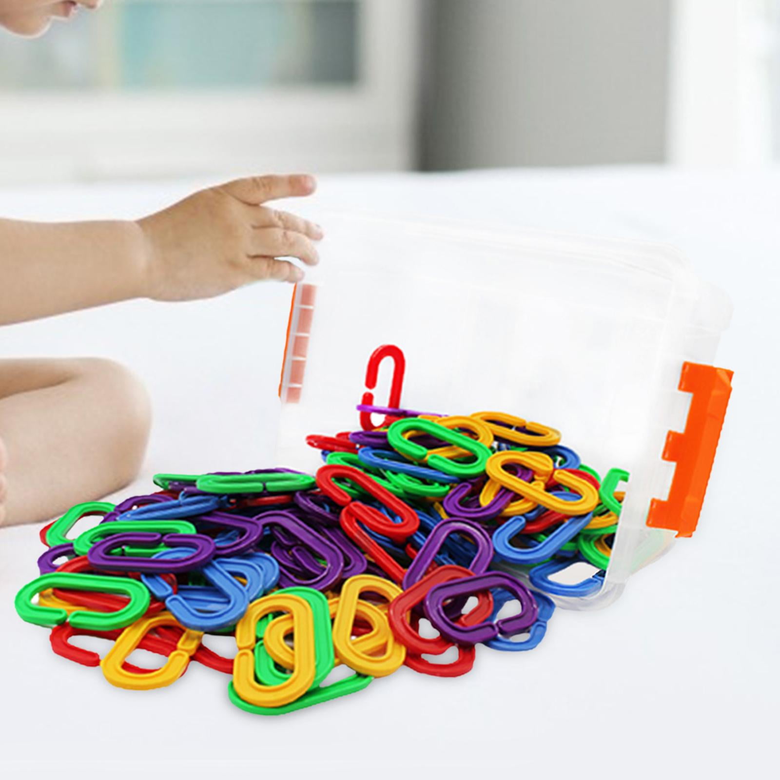 150Pcs Hooks Chain Links Parrot Bird Toy Cage Interchangeable Sensory Toys Colorful Links Rainbow C Links for Preschool Kids Children