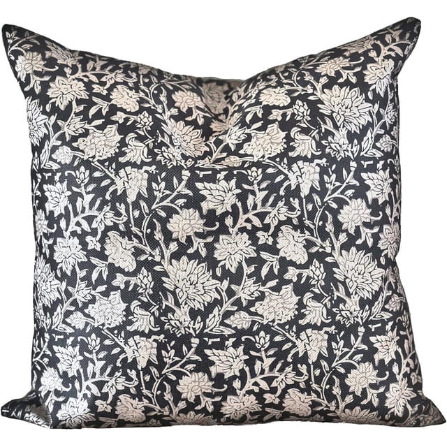 Clasica Housse de Coussin Vintage Floral Studio 18x18 Noir Moderne Transitionnel Double Face