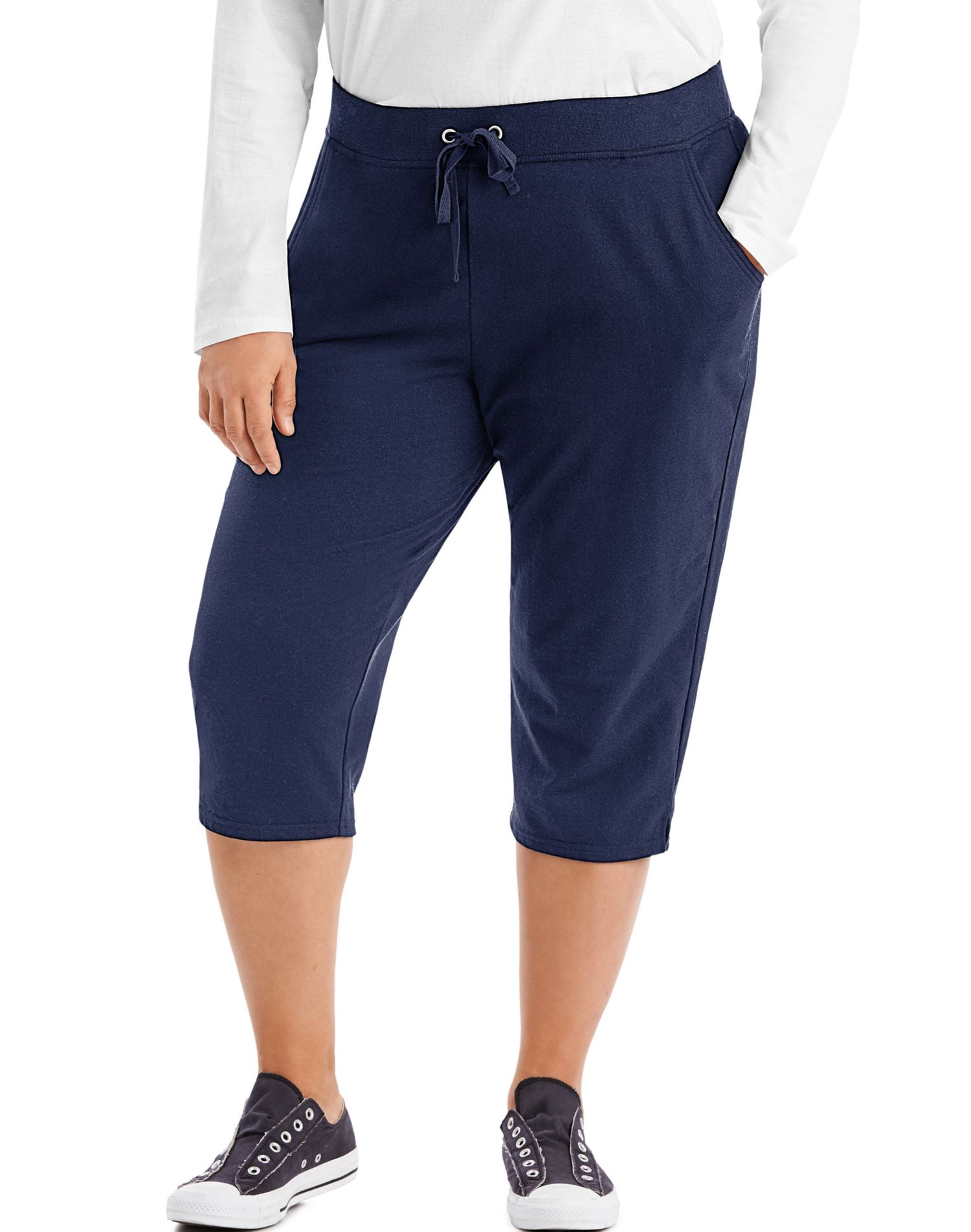 Just My Size Womens French Terry Capris, 1X, Navy