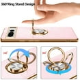 thumbnail image 4 of Googleh Pixel7a Case Slim Thin Finger Ring Stand Electroplated Silicone Soft Flexible TPU Frame Shock-Absorption Bumper Cover Phone Cases-Pink, 4 of 13