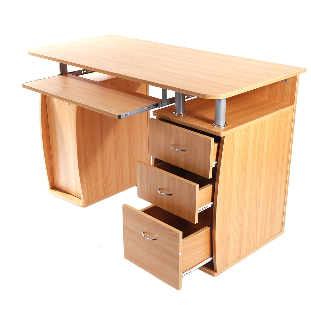 Kepooman MDF Portable 1pc Door with 3pcs Drawers Computer Desk, Wood Color Kepooman MDF Portable 1pc Door with 3pcs Drawers Computer Desk, Wood Color