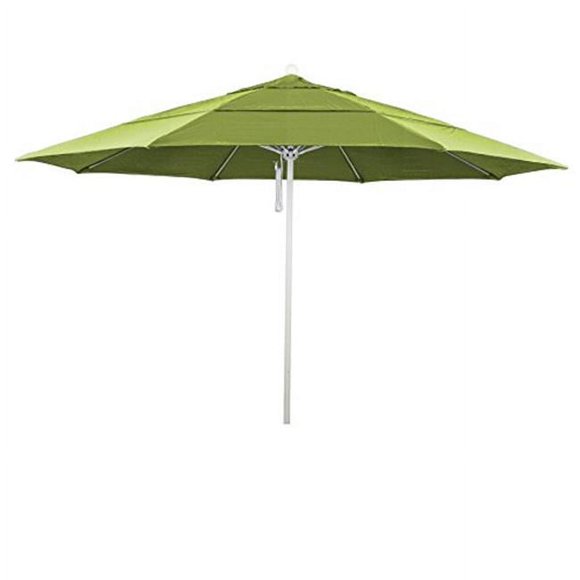 California Umbrella ALTO118170-5429-DWV Parasol Rond de 11 Pi en Aluminium et Fibre de Verre à Mât Blanc - Parasol Sunbrella Ara Macao