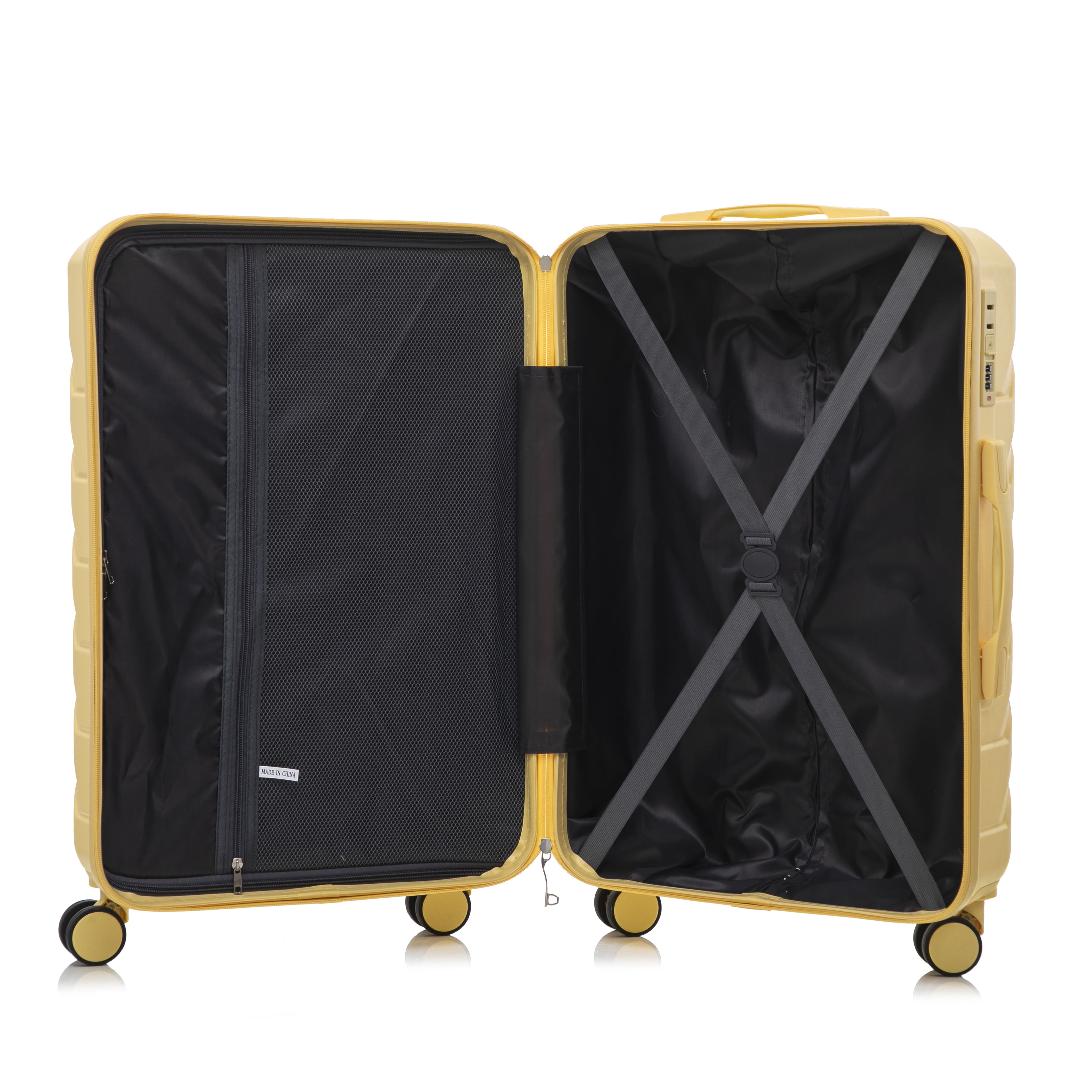 Leumius Hardside Carry on Luggage with Spinner Wheels, Hard Shell ABS Suitcase, 28-Inch Lightweight Expandable Rolling Luggage, Yellow