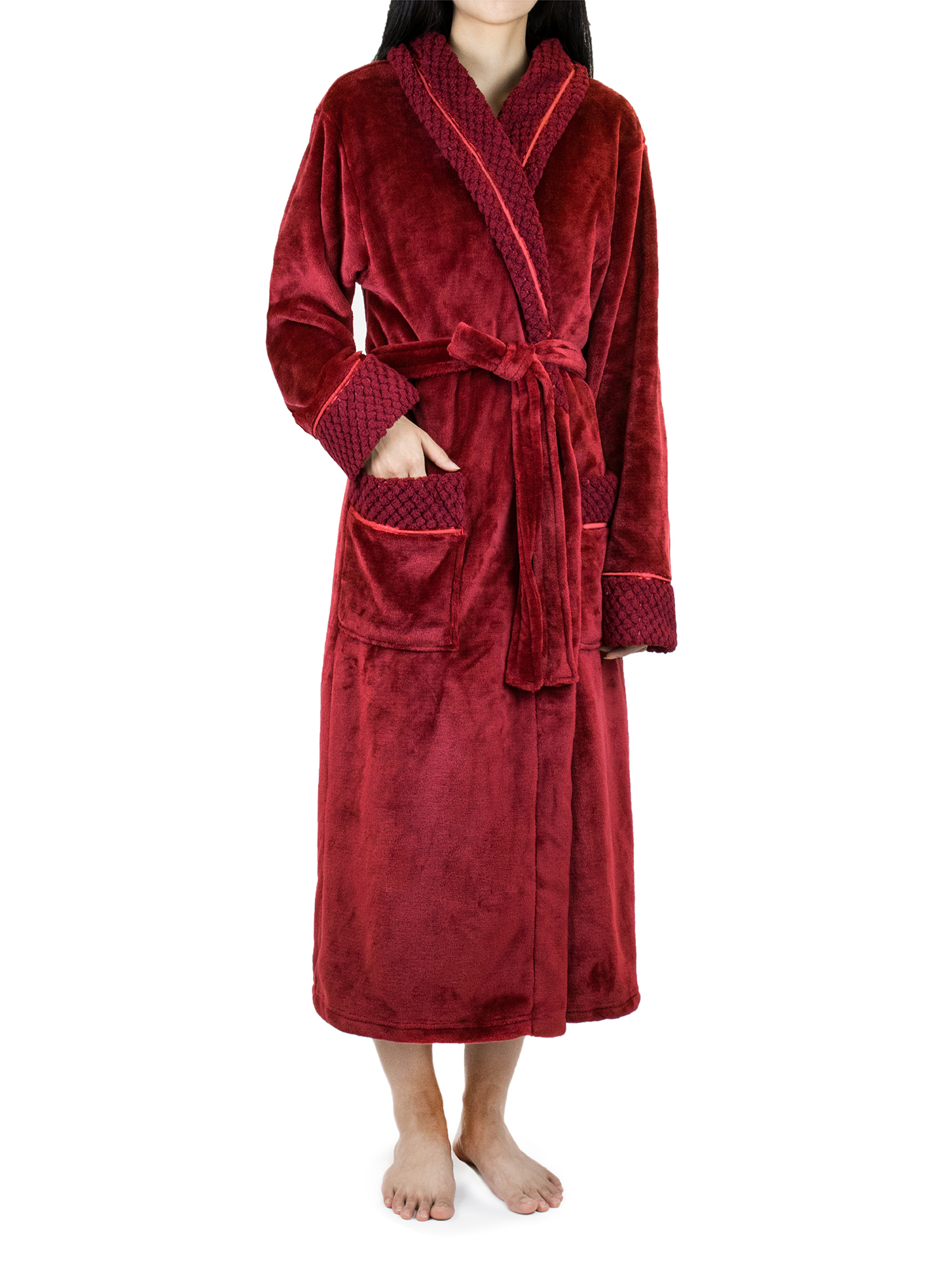 Pavilia Deluxe Women Fleece Robe with Satin Trim Luxurious Plush