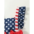 thumbnail image 5 of Coduop Independence Day Baby Girl Jumpsuit Set Stars Flying Sleeve Rompers and Stretch Headband, 5 of 8