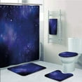 thumbnail image 1 of EREHome Dark Deep in Awesome Space Ethereal Exploration Galaxy Nebula Sky Dark Lavander 5 Piece Bathroom Set Shower Curtain Bath Towel Bath Rug Contour Mat and Toilet Lid Cover, 1 of 2