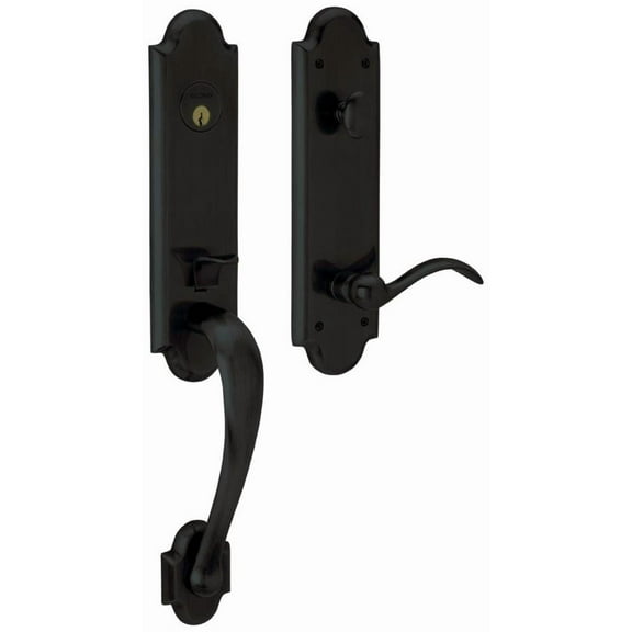 Baldwin 85354190LENT Boulder Single Cylinder Handleset for Left Handed Doors - Satin Black