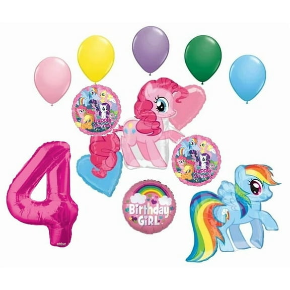 My Little Pony Pinkie Pie and Rainbow Dash 4th Birthday Girl Clouds Party Balloons