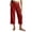 Red, variant on ShomPort Womens Linen Capris Dressy Wide Leg Bowtie Elastic Mid Waist Casual Pockets Cropped Pants