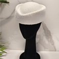 thumbnail image 6 of Hsqqdc Wool Blend Polyester White Vintage Stewardess Beret Hat 22-22.8 Inch Pillbox Headwear 1-Piece, 6 of 7