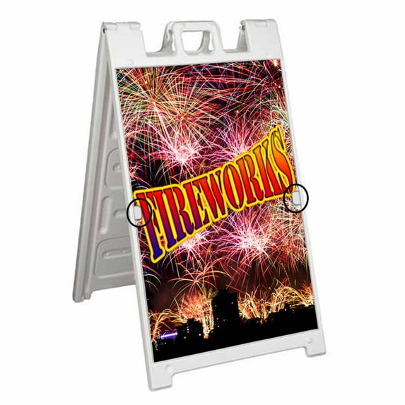 Fireworks (24" X 36") Deluxe A-Frame Signicade, Includes 2 Removable Panels & Stand