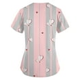 thumbnail image 3 of TIMIFIS Hauts de Sarrau de la Saint-Valentin pour Femmes Imprimés Uniforme de Travail à Manches Courtes Col en V Blouse T-shirt de Tenue de Travail avec Poches - Printemps, 3 of 3