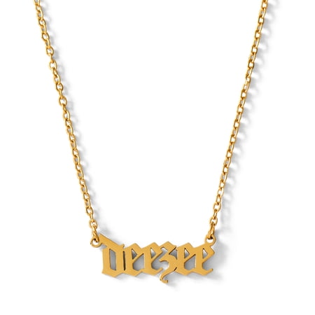 Sorority Shop Delta Zeta Necklace — DZ Old English Font Design, 18K Gold Plated, Gifts for Women