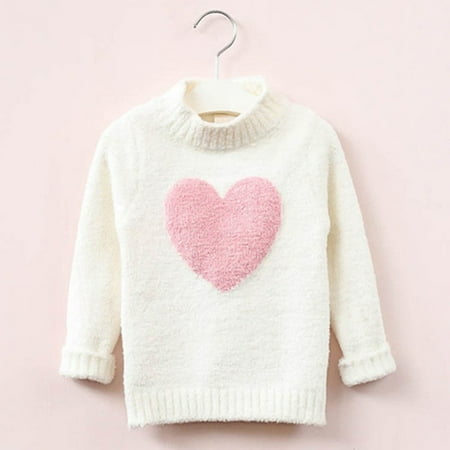 

THE WILD Kids Baby Girls Long Sleeve Sweater Love Heart Pattern Knit Tops Clothes