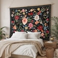 thumbnail image 3 of Watercolor Flowers Tapestry for Bedroom Wall Hanging Tapestry, Farmhouse Floral Vintage Black Ceiling Backdrop Tapestries Poster Blanket Wall Decor for Teens Room Living Room Dorm 39" x 59", 3 of 8
