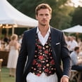 thumbnail image 3 of Uorisanigo Christmas Red Flowers Men's Vest Jacket Sleeveless Vest for Men Casual Size 2XL Regular Fit V Neck Waistcoat Suit Vests Fashion Fit for Casual Dress, 3 of 7