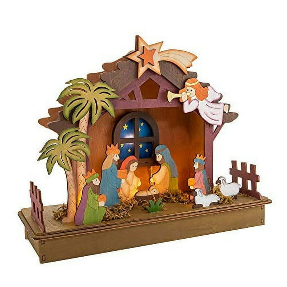 Battery Operated Light Up LED Nativity Table Piece Figurine 11.75 Inch N1035