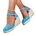 thumbnail image 5 of LTTVQM Womens Espadrilles Wedges Sandals Wedge Platform Sandals Mesh Comfortable Closed Toe Ankle Strap Buckle Casual Summer Wedge Heels Sky Blue 39(US-7.5), 5 of 6