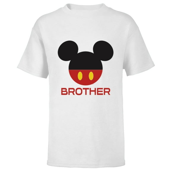 Disney Mickey Mouse Red Shorts Icon Brother Family- Short Sleeve T-Shirt for Kids - Customized-White