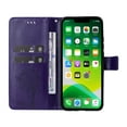 thumbnail image 3 of Wallet Case for iPhone 14 Plus 6.7" 2022, Allytech Embossed Tree&Cat PU Leather and TPU Bumper Anti-Shock Drop Proof Hand Strap Case for iPhone 14 Plus 5G, Purple, 3 of 5