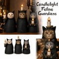 thumbnail image 4 of Mysterious Hooded Cat Candlelight Figurine 3-Piece Halloween Decor Set with Warm Flameless Ambiance Vintage LED Halloween Tabletop Decor for Shelves and Mantels, 4 of 6