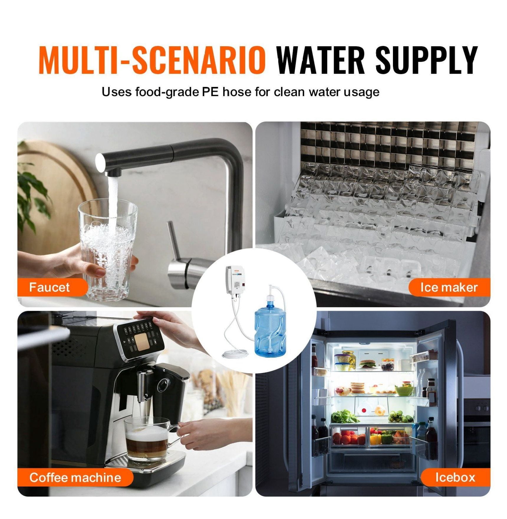 Bottled Water Dispenser Pump - 110V Electric Water Pump with 20ft Hose, for 5-Gallon Bottles, Coffee Machines, Ice Makers, Faucets, Tea Makers