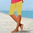 thumbnail image 2 of Women's Yoga Capri Leggings High Waist Stretch Knee Length Capris Workout Athletic Pants for Gym Yellow XXXL, 2 of 5
