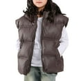 thumbnail image 5 of SuTry Kids Solid Color Hooded Sleeveless Lightweight Down Vest Warm Fall Winter Thermal Outerwear for Children 3-15 Years(Coffee#1,8-9 Years), 5 of 9