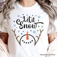 thumbnail image 2 of Let It Snow Snowman T‑Shirt, Snowflakes Minimalist Tee for Winter Holiday Season, 2 of 5