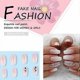 thumbnail image 3 of 24Pcs Medium False Nails Coffin, French Tip Stick on Nails Pink Glitter Press on Nails, Nude Fake Nails Set with Rhinestones Designs, Acrylic Full Cov, 3 of 5