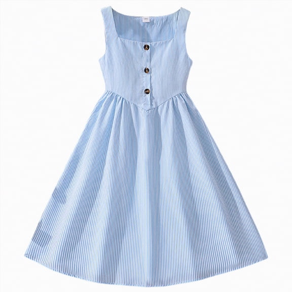 Gibobby Toddler Girl Dress Girl's Dresses Ruffle Sleeve 12 18 24 Months 2T 3T 4T 5T Swing A-Line Cute Gibobby Casual Sundress(11-12 Years,Sky Blue)
