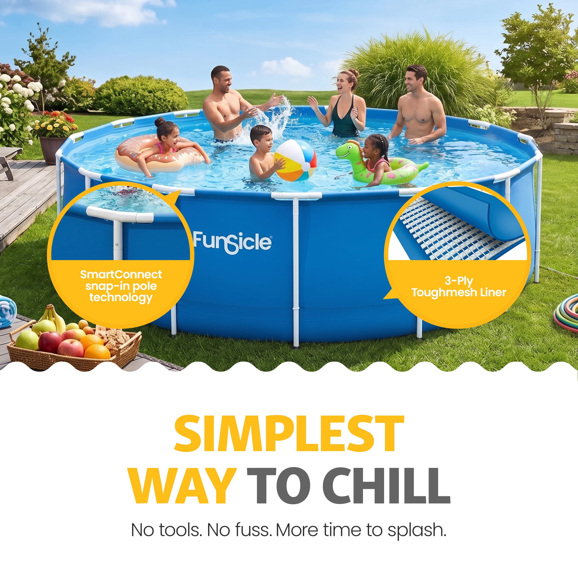 Funsicle 15' x 48" Outdoor Activity Round Frame Above Ground Swimming Pool Set