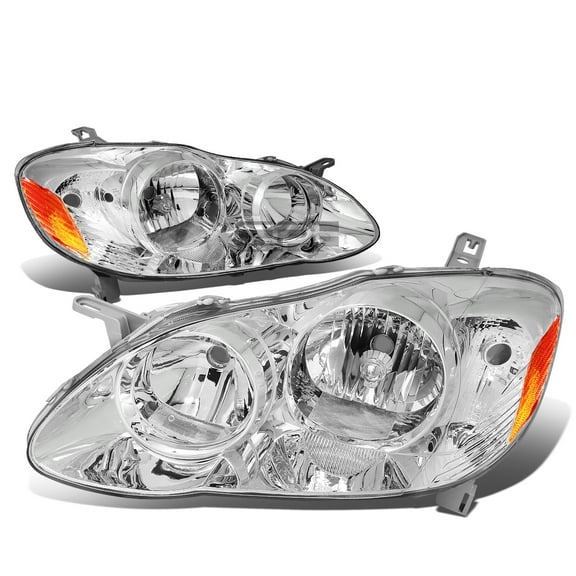 DNA Motoring For 03-08 Toyota Corolla Factory Style Chrome Amber Corner Headlight Lamps Pair