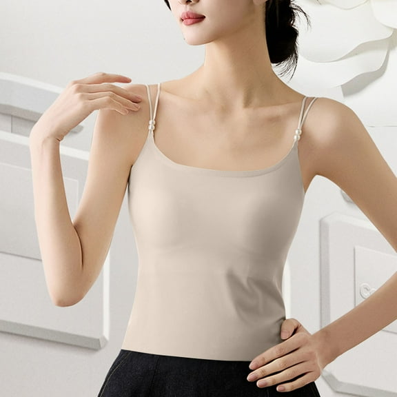 Xixinqiwan Women Tank Tops,Women Seamless Fitted Camisole Spaghetti Strap Silk Cami Tops Stretchable Knit Tank Undershirt for Layerling