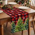 thumbnail image 5 of Christmas Snowflakes Cotton Linen Table Runner for Dining Kitchen,Xmas Winter Green Pine Trees Red Buffalo Plaid Wedding Outdoor Party Tablerunners Decoration,Dresser Scarf Tablecloth Runners 13"x70", 5 of 9