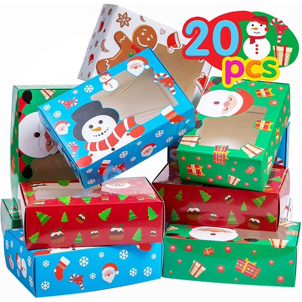 Christmas Cookie Boxes, 20 Pcs Holiday Candy Treat Box Containers with