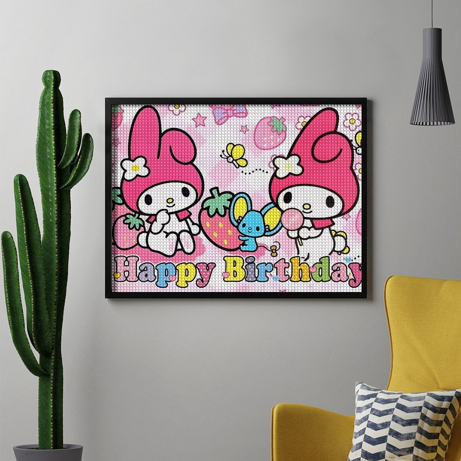 My Melody Diamond Painting Horizontal (Square Diamond) (Canvas), A Craft For Beginners, Suitable As A Gift Or Home Wall Decoration 12"x16"