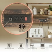 Bestier 60 5-Tier Kitchen Bakers Rack with 3 Outlets 8 S-Hooks Microwave Cart in Rustic
