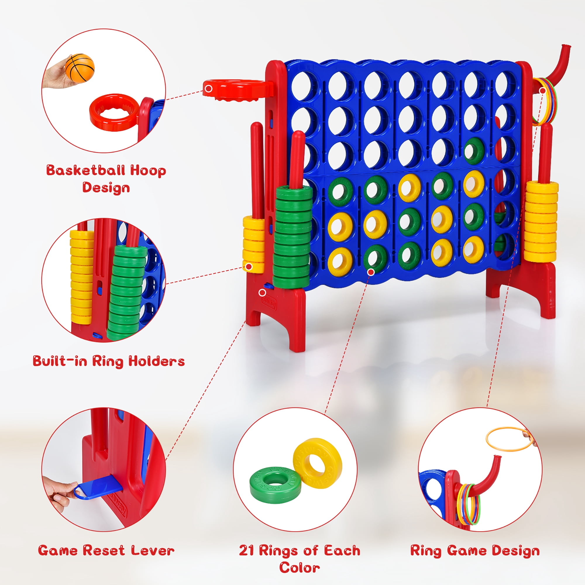 Costway 4 in A Row Jumbo 4-to-Score Game Set W/Storage Carrying Bag for Kids Adult
