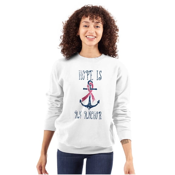BCA Pink Ribbon Hope is An Anchor Women Crewneck Sweatshirt Brisco Brands S