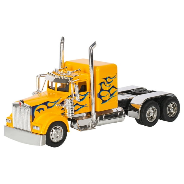 Peterbilt 389/Kenworth W900 Semi Truck Die Cast Toy 132 Scale Yellow